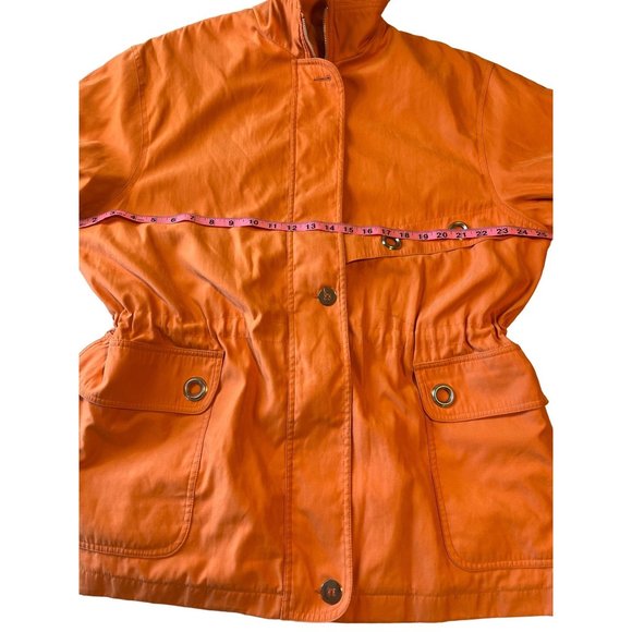 Larry Levine Vintage Outerwear Cinched Cargo Utility Jacket Orange Microfiber L - Picture 8 of 10